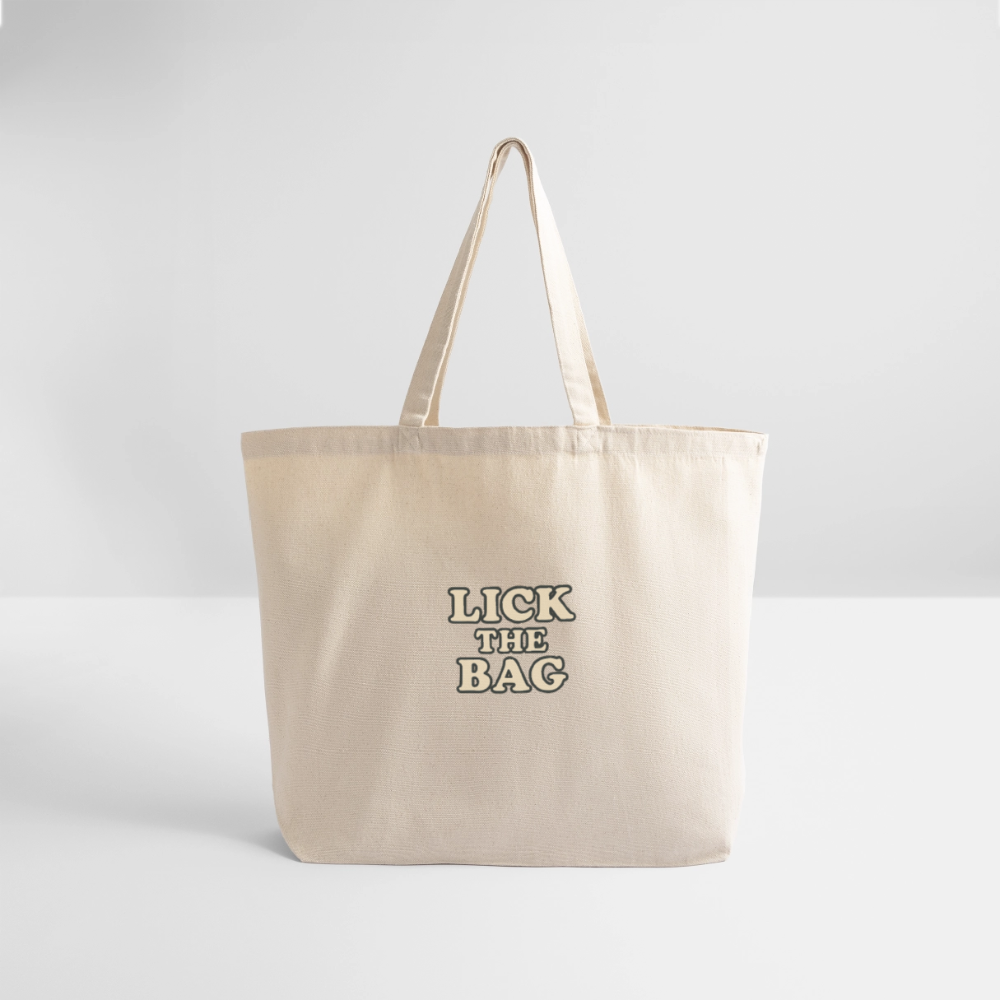 “Lick The Bag” Eco-Friendly Cotton Tote - Text Only - natural