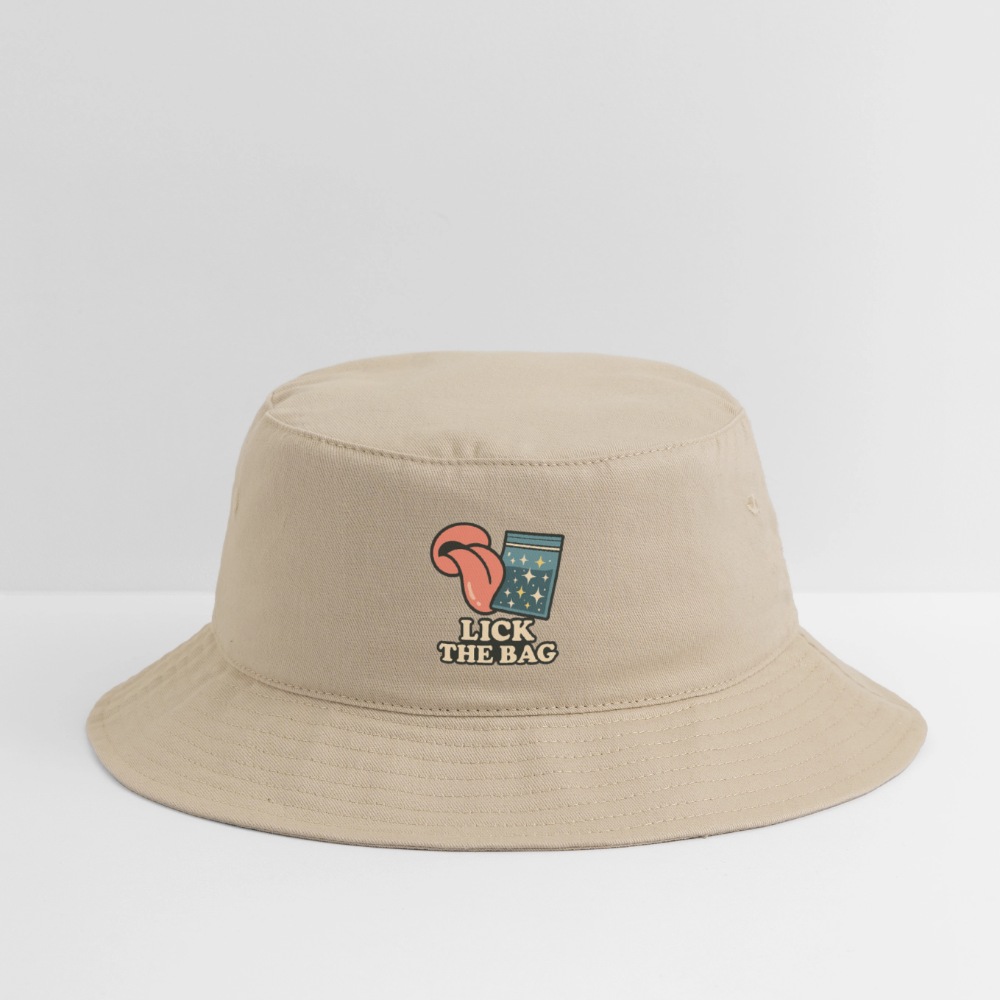 “Lick The Bag” Bucket Hat w/ Image - cream