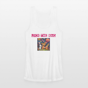 Women’s “Lick The Bag” Performance Racerback Tank - Bunny - white