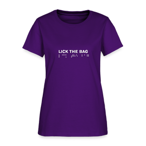 Women’s “Lick The Bag” Brail Logo Tee - purple