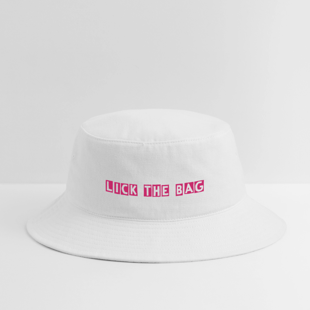 “Lick The Bag” Bucket Hat Bunny - white