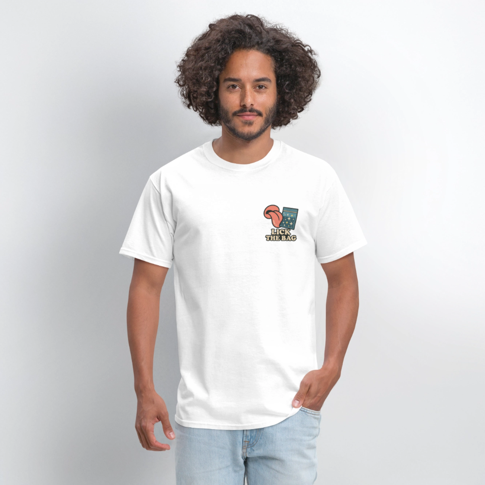 Unisex Lick The Bag T-Shirt (w/ Image) - white