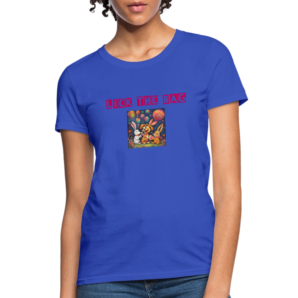 Women’s “Lick The Bag” Bunny Logo Tee - royal blue