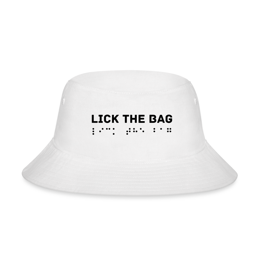 “Lick The Bag” Bucket Hat Brail - white