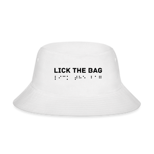 “Lick The Bag” Bucket Hat Brail - white