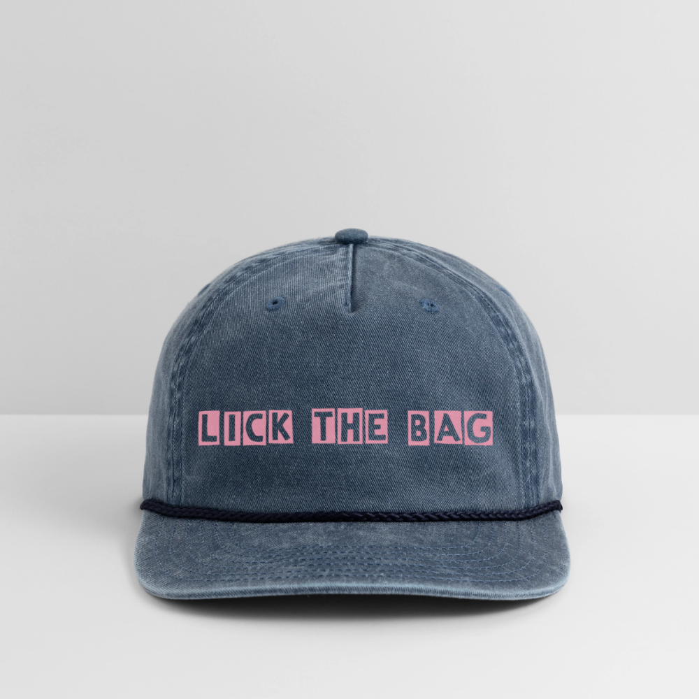 Vintage Wash “Lick The Bag” Bunny Logo Cap - washed navy