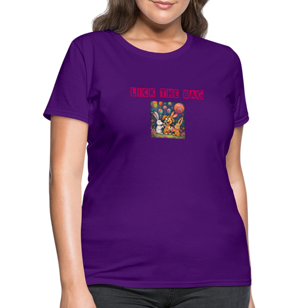 Women’s “Lick The Bag” Bunny Logo Tee - purple