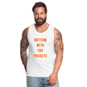 Bottom w/ Top Pockets - Men's Premium Tank Top - white