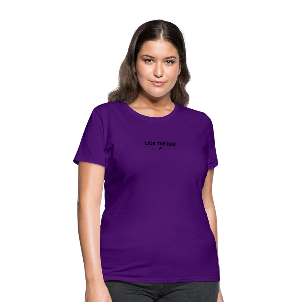 Women’s “Lick The Bag” Brail Logo Tee - purple