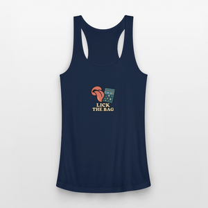 Women’s “Lick The Bag” Performance Racerback Tank - Image - navy