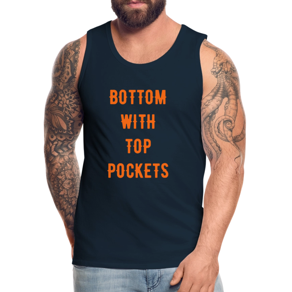 Bottom w/ Top Pockets - Men's Premium Tank Top - deep navy