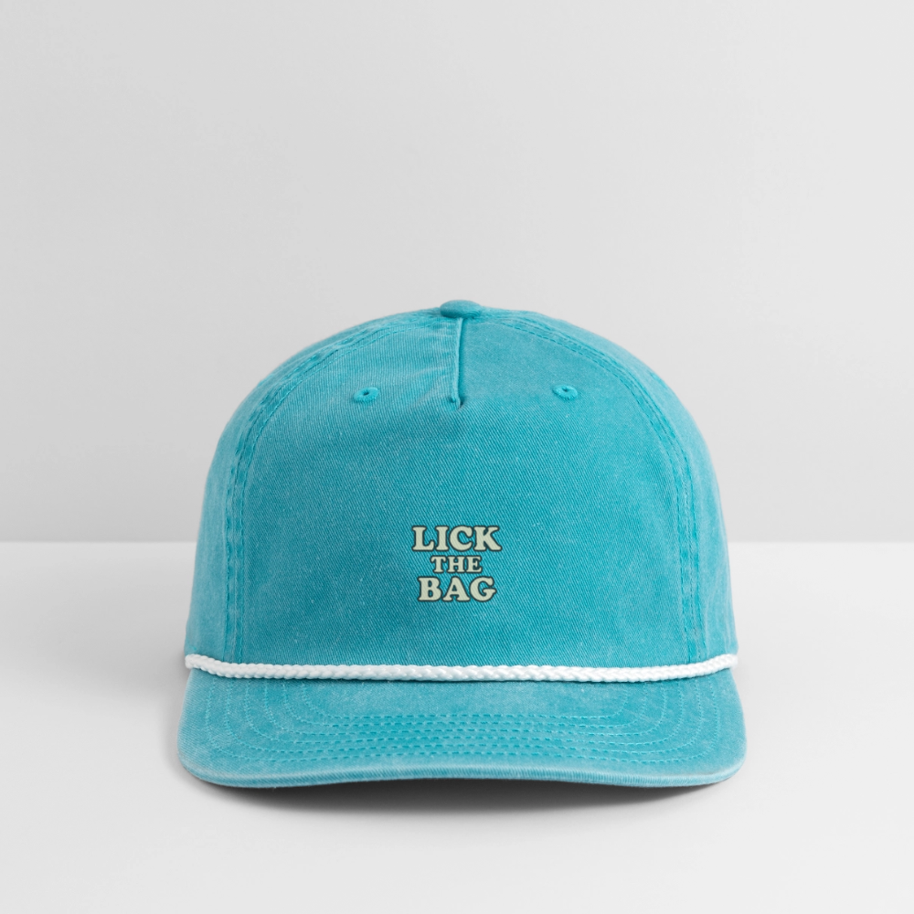 Vintage Wash “Lick The Bag” Text Logo Cap - faded turquoise