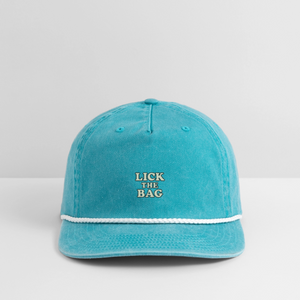 Vintage Wash “Lick The Bag” Text Logo Cap - faded turquoise