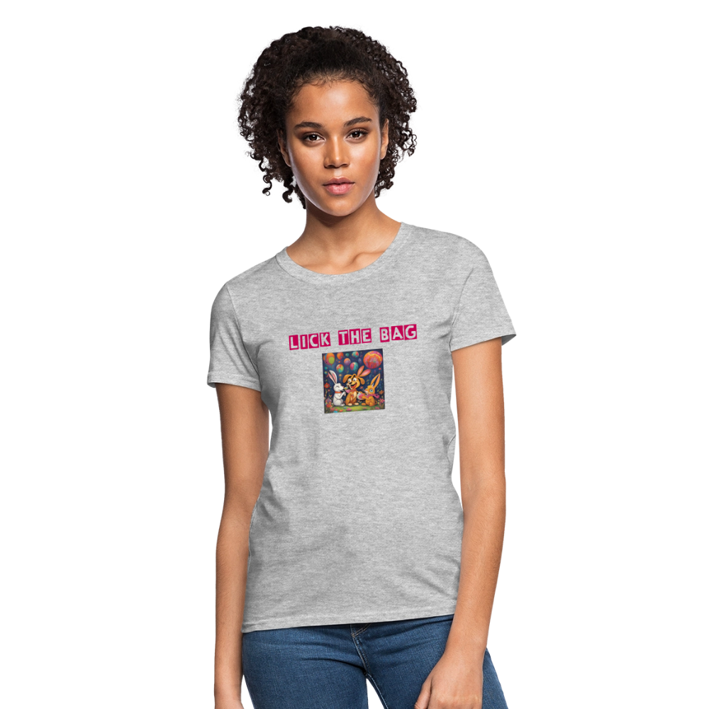 Women’s “Lick The Bag” Bunny Logo Tee - heather gray