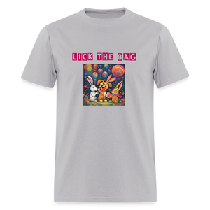 Unisex “Lick The Bag” T-Shirt (Bunny) - gravel 