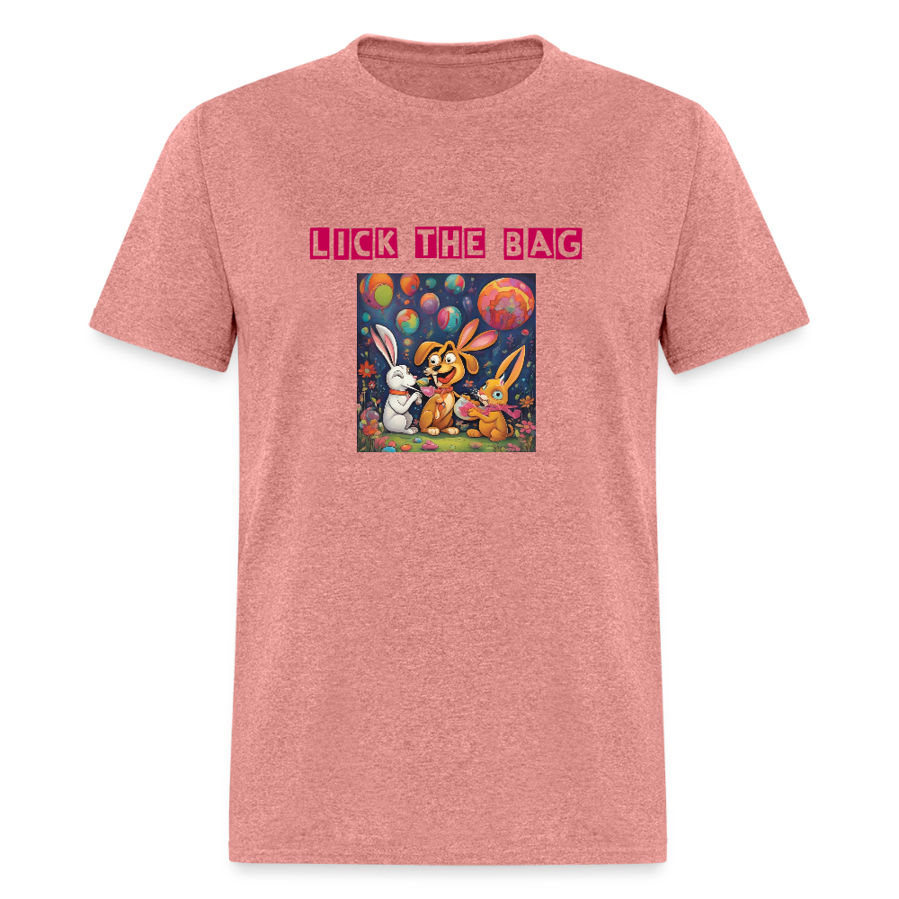 Unisex “Lick The Bag” T-Shirt (Bunny) - heather mauve