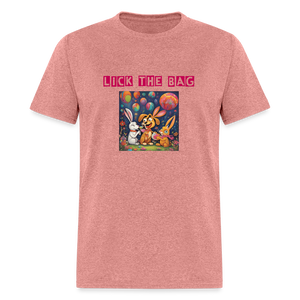 Unisex “Lick The Bag” T-Shirt (Bunny) - heather mauve