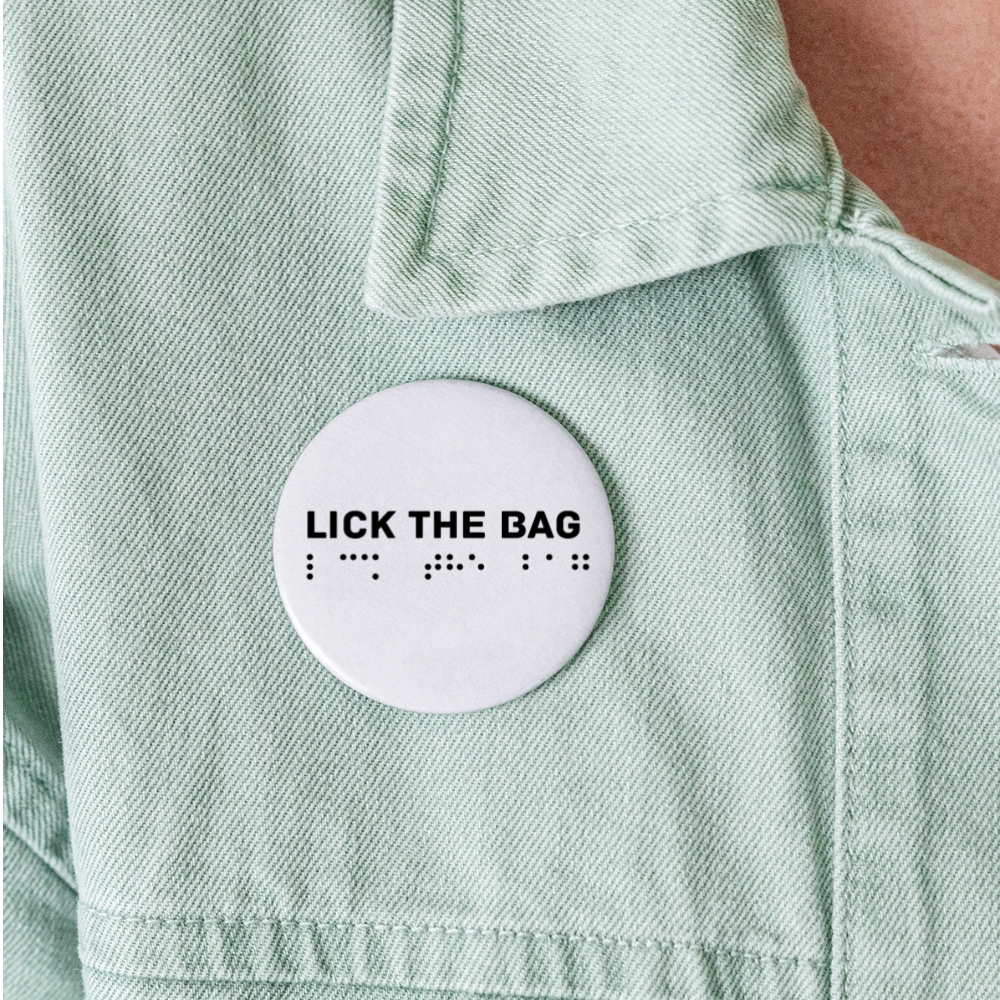 Lick The Bag Buttons large 2.2'' (5-pack - Brail) - white