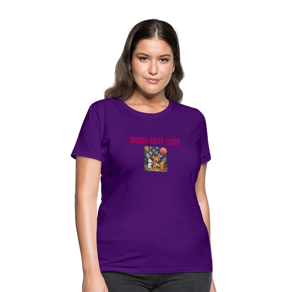 Women’s “Lick The Bag” Bunny Logo Tee - purple