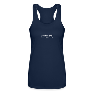 Women’s “Lick The Bag” Performance Racerback Tank - Brail - navy