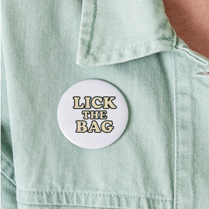 Lick The Bag Buttons large 2.2'' (5-pack - text only) - white