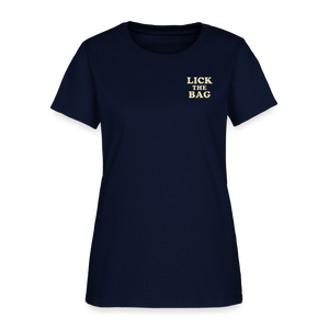 Women’s “Lick The Bag” Text Logo Tee - navy