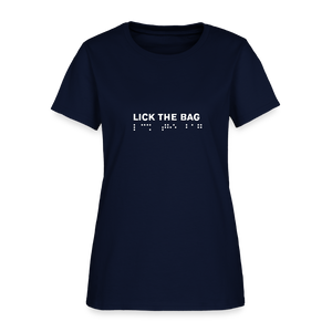 Women’s “Lick The Bag” Brail Logo Tee - navy
