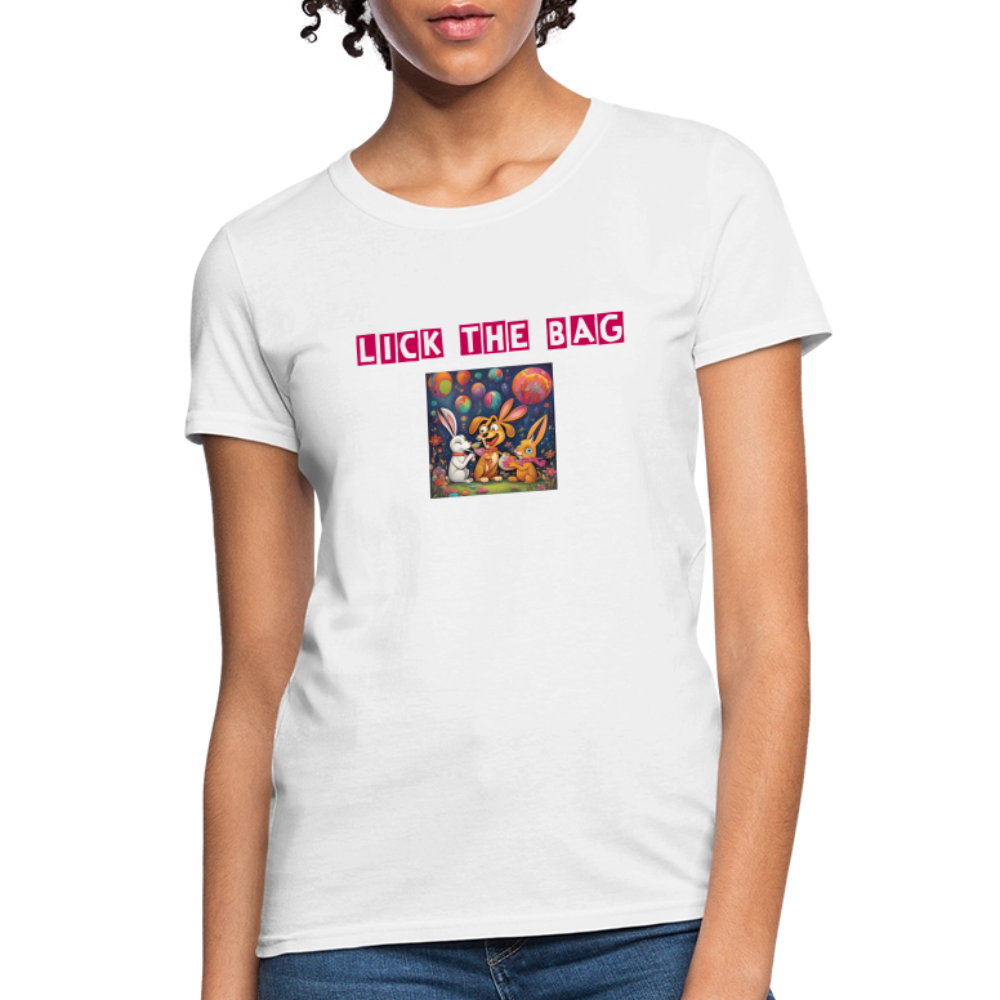 Women’s “Lick The Bag” Bunny Logo Tee - white