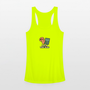 Women’s “Lick The Bag” Performance Racerback Tank - Image - neon yellow