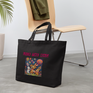 “Lick The Bag” Eco-Friendly Cotton Tote - Bunny - black