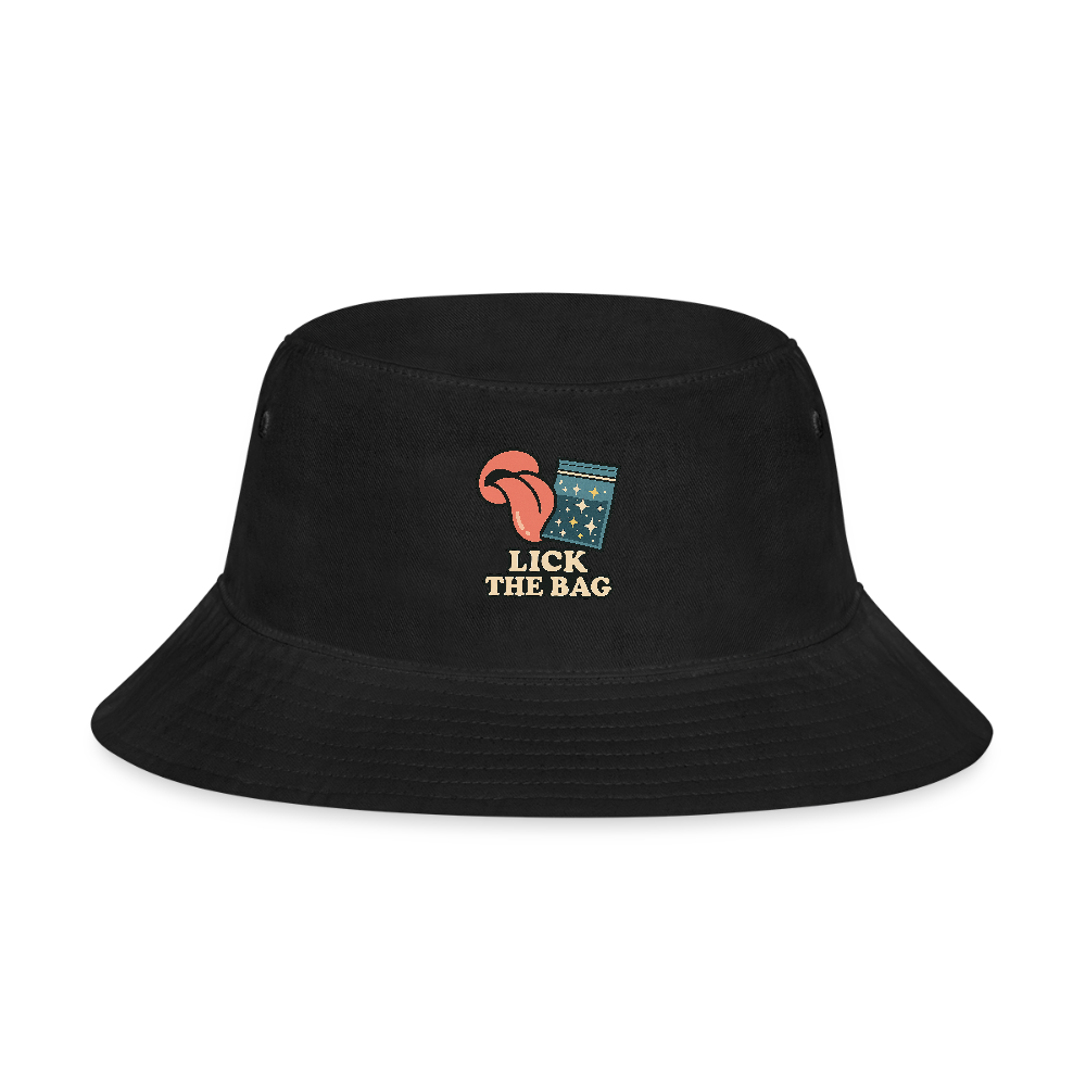 “Lick The Bag” Bucket Hat w/ Image - black