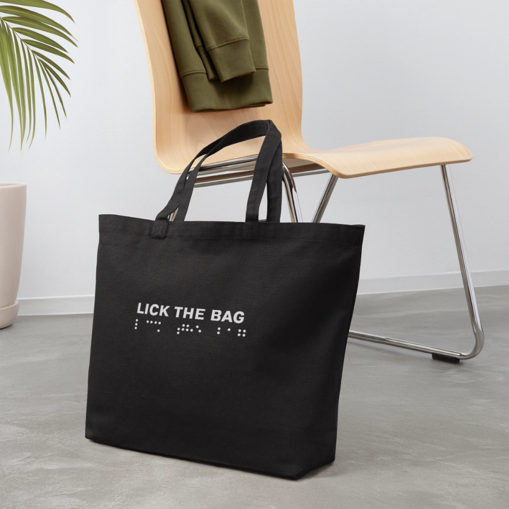 “Lick The Bag” Eco-Friendly Cotton Tote - Brail - black