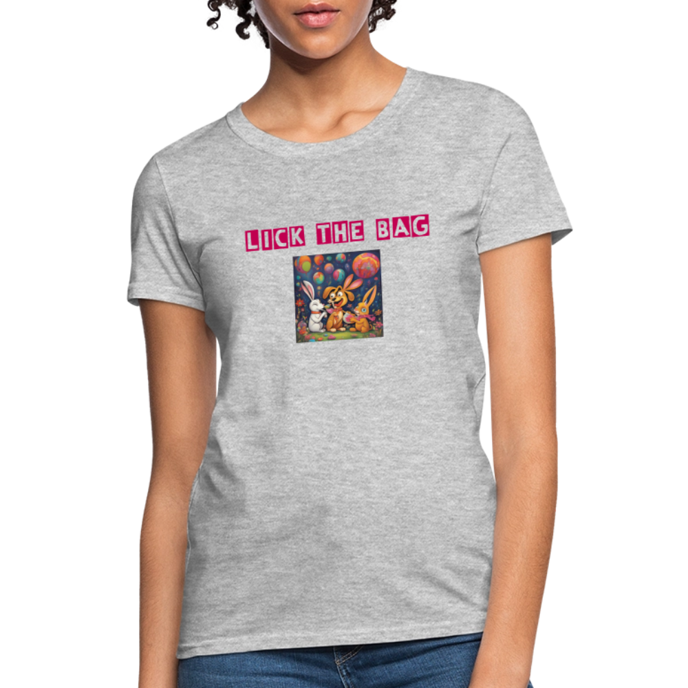 Women’s “Lick The Bag” Bunny Logo Tee - heather gray