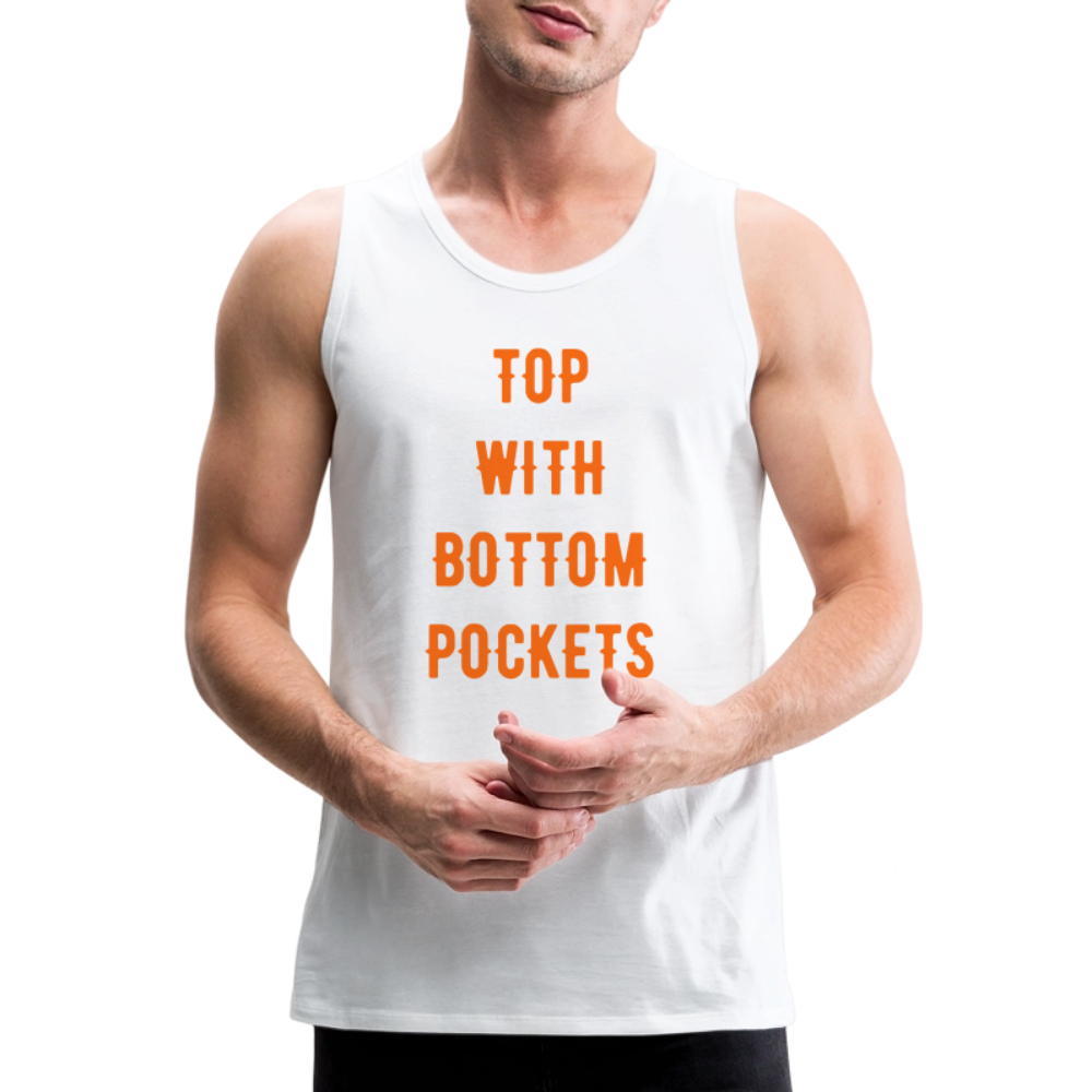 Top w/ Bottom Pockets - Men's Premium Tank Top - white