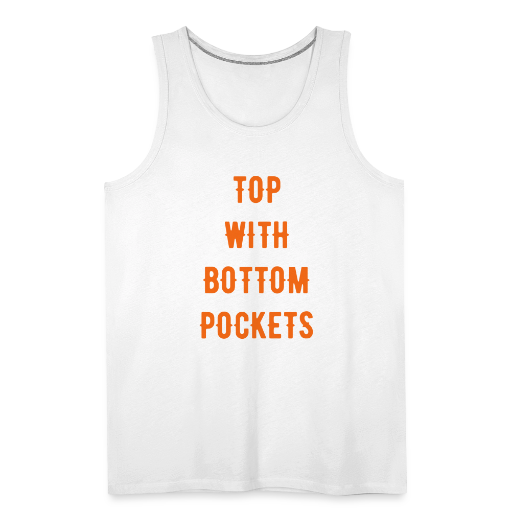 Top w/ Bottom Pockets - Men's Premium Tank Top - white