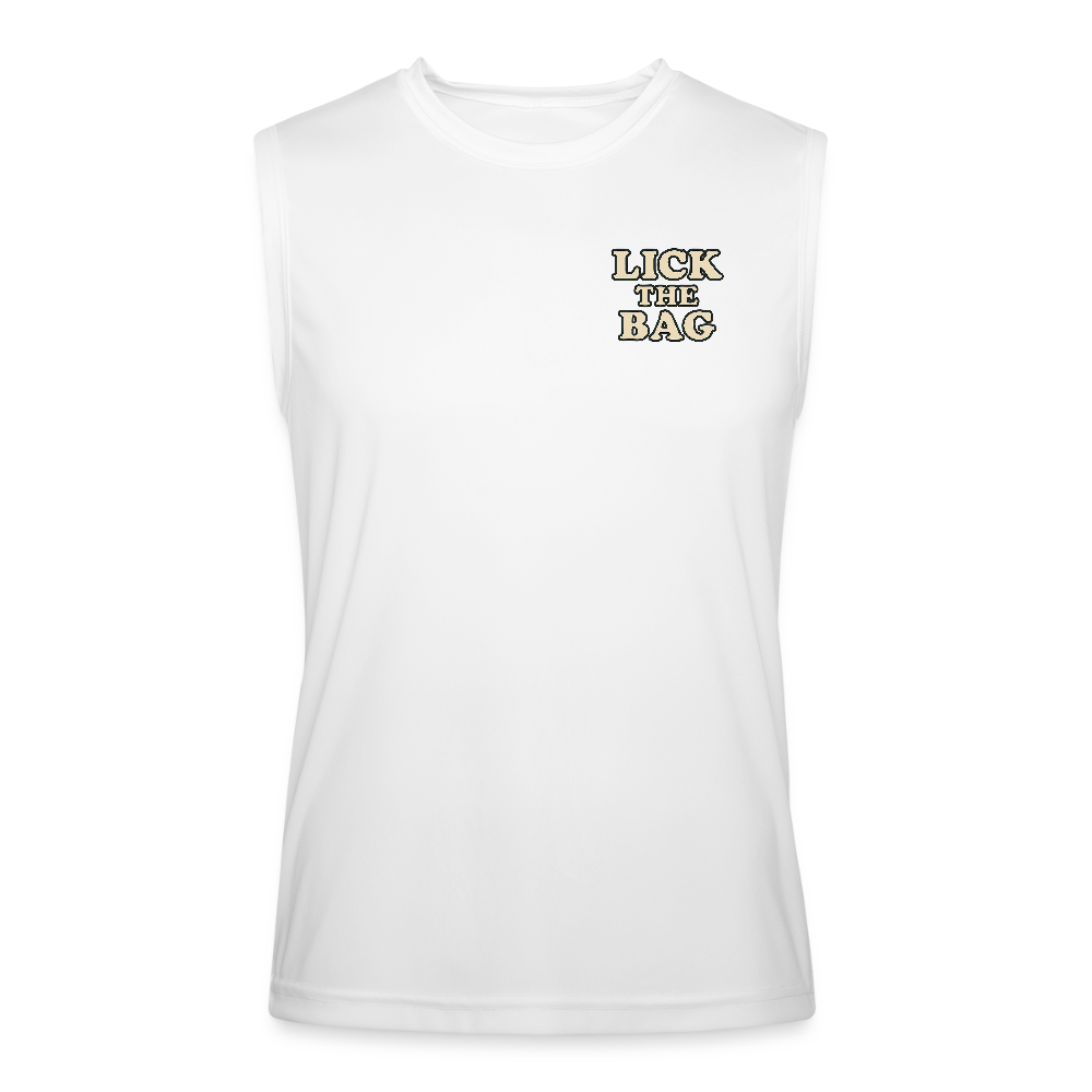 Men’s “Lick The Bag” Performance Tank Top - Text Only - white