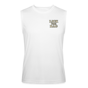 Men’s “Lick The Bag” Performance Tank Top - Text Only - white