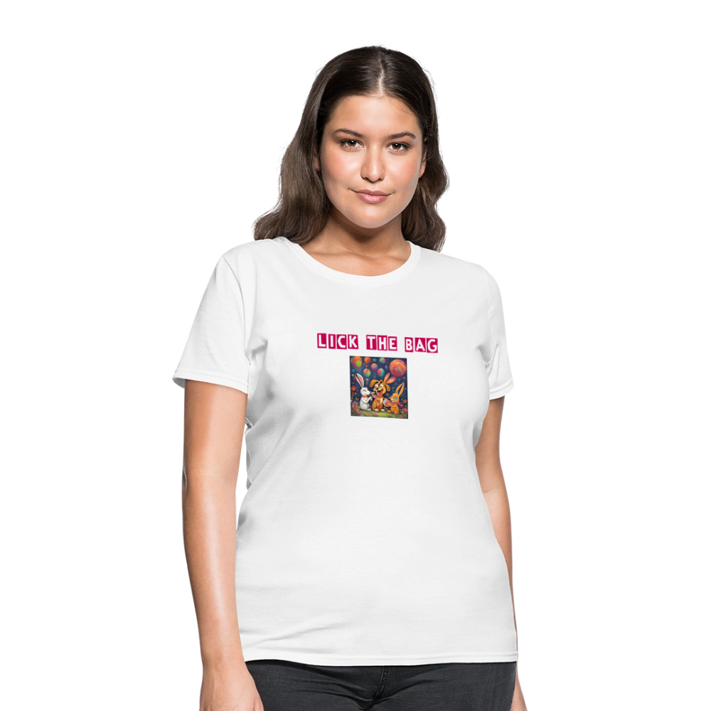 Women’s “Lick The Bag” Bunny Logo Tee - white