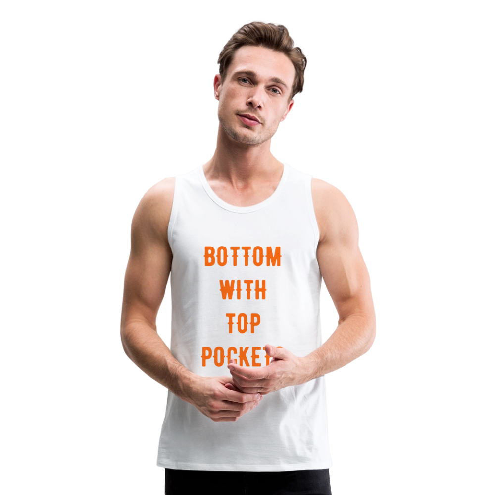 Bottom w/ Top Pockets - Men's Premium Tank Top - white