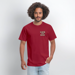 Unisex Lick The Bag T-Shirt (text only) - dark red