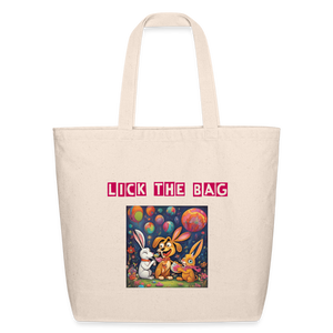 “Lick The Bag” Eco-Friendly Cotton Tote - Bunny - natural