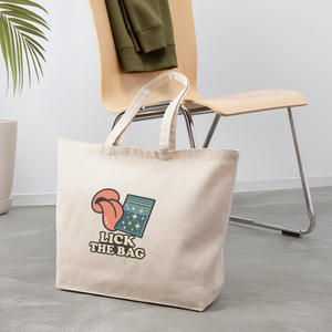 “Lick The Bag” Eco-Friendly Cotton Tote w/ Image - natural