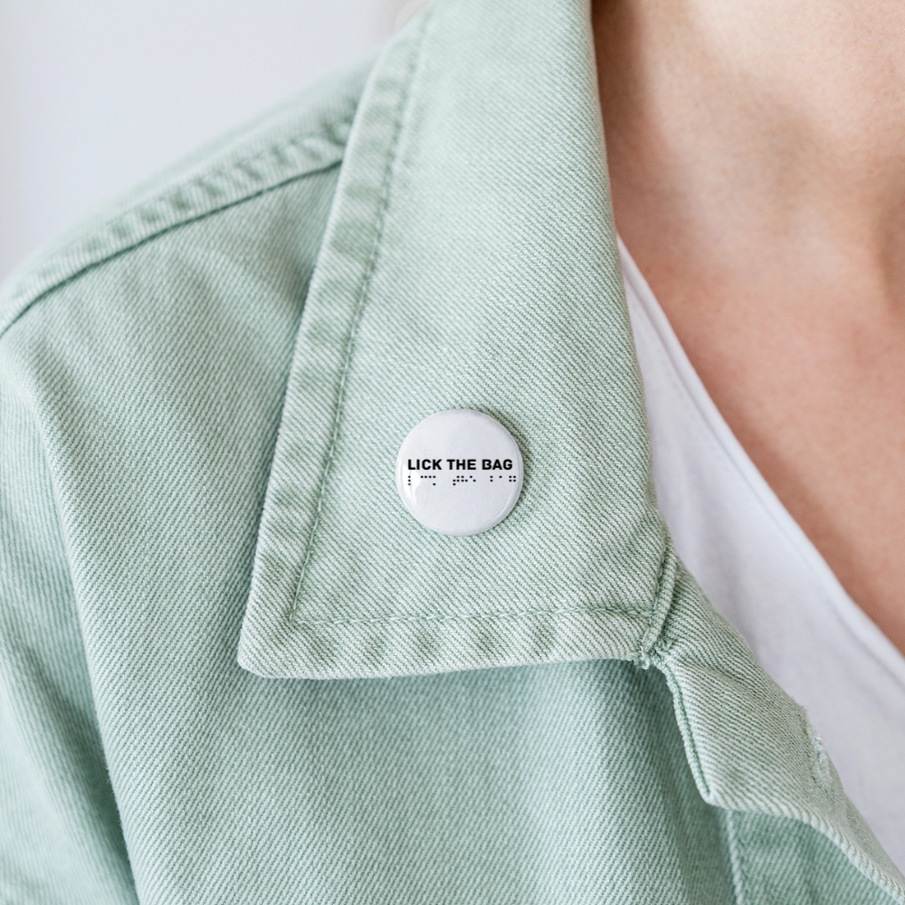 Lick the Bag Buttons small 1'' (5-pack - Brail) - white