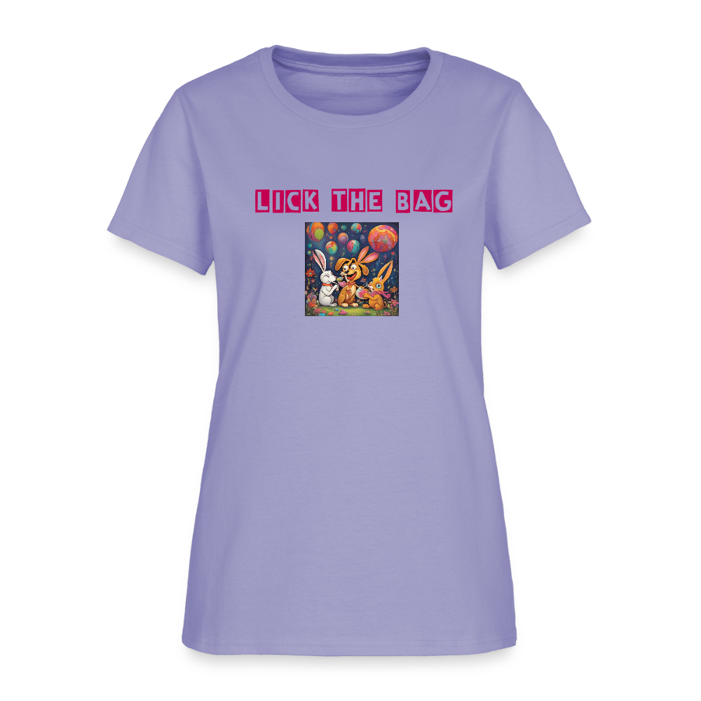 Women’s “Lick The Bag” Bunny Logo Tee - lavender