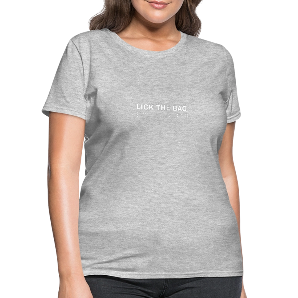 Women’s “Lick The Bag” Brail Logo Tee - heather gray