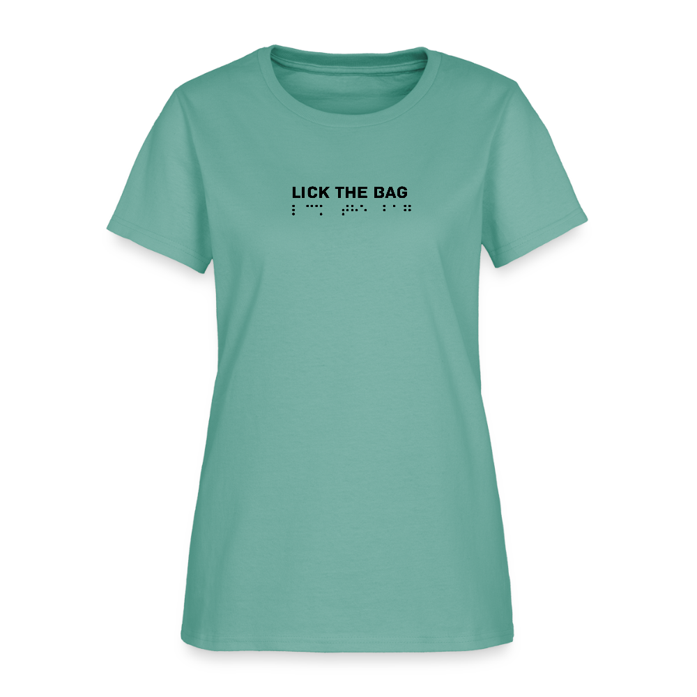 Women’s “Lick The Bag” Brail Logo Tee - aquatic