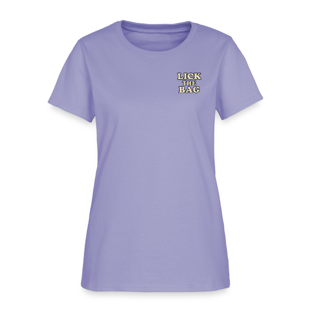 Women’s “Lick The Bag” Text Logo Tee - lavender