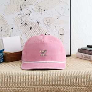 Vintage Wash “Lick The Bag” Text Logo Cap - washed pink
