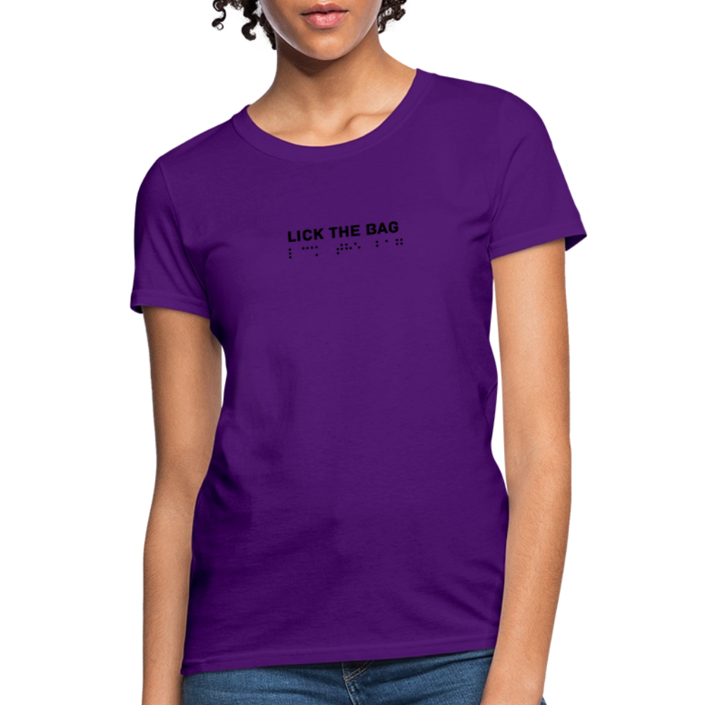 Women’s “Lick The Bag” Brail Logo Tee - purple