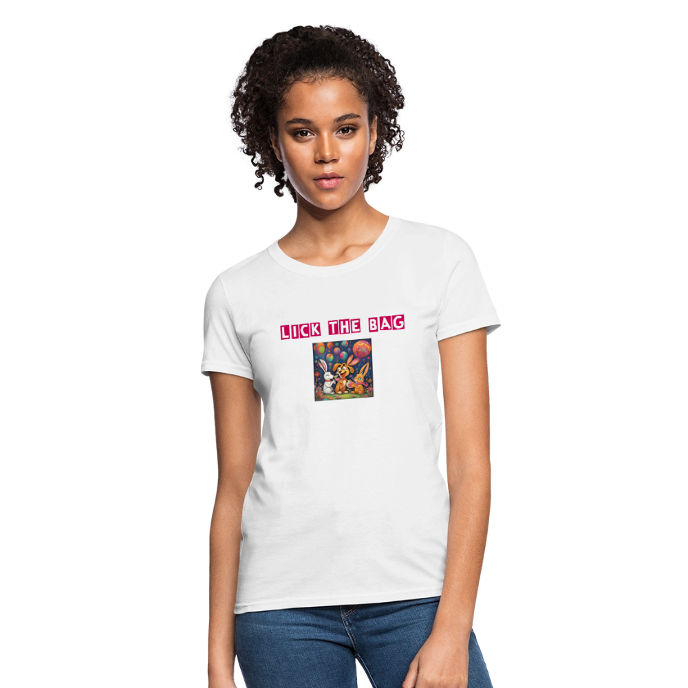 Women’s “Lick The Bag” Bunny Logo Tee - white